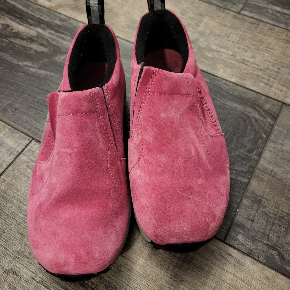Merrell hot pink leather Jungle Moc slips on size 2 kids